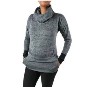 Athleta Batwing & Robin Pullover Cowl Neck Thumb Holes Gray Heather Women Medium
